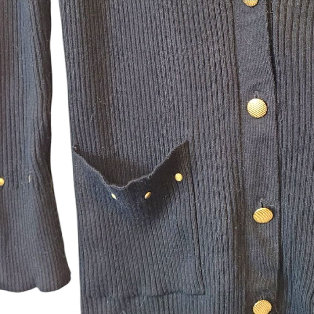 Cache Black Ribbed Studded Button Front Cardigan - Picture 4 of 5